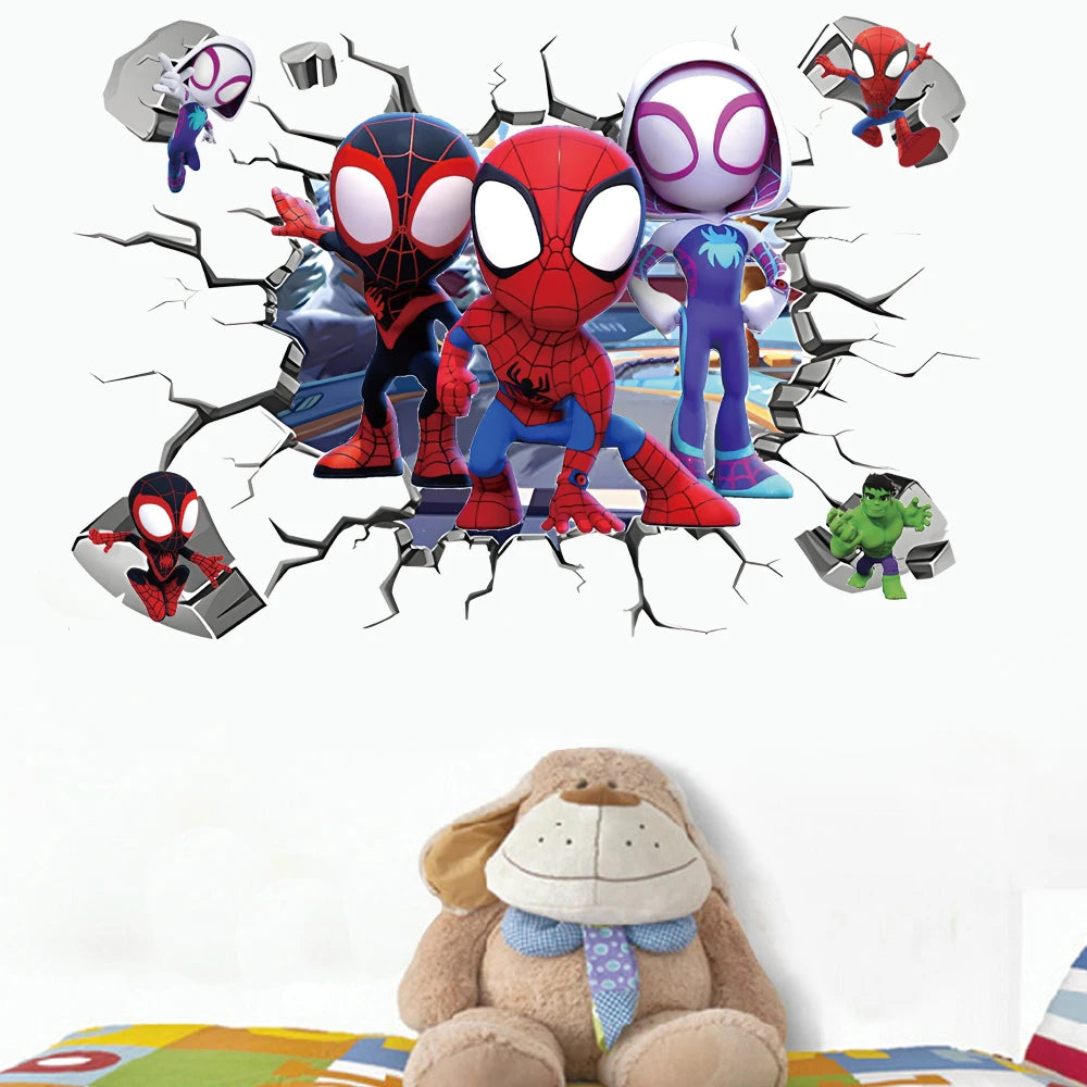 Cartoon Cute mini Spiderman Super Heroes Wall Stickers