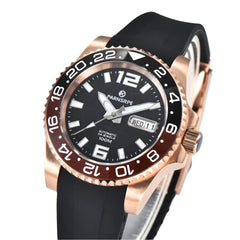 premium rose gold business watch sapphire glass Japan rubber strap