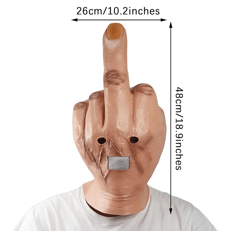 Creative Personality Despises Vertical Middle Finger Latex Mask for Halloween