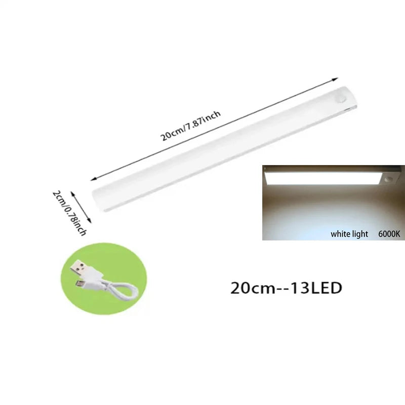 PIR Motion Sensor LED Under Cabinet Lamp Dimmable Rechargeable Night Light Stairs