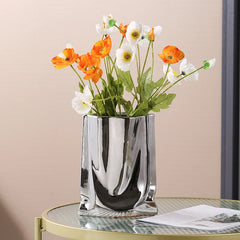 Silver Ruffled Flower Vase Ceramic Vase Porcelain Flower Arrangement Decoration Bag