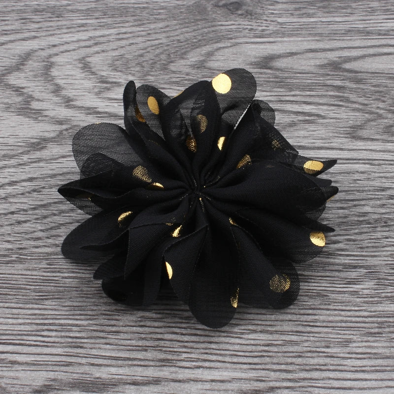 Fashion Gold Point Puffy Flower For Hair Accessories Ballerina Chiffon Flower Ornaments For Wedding Bouquet