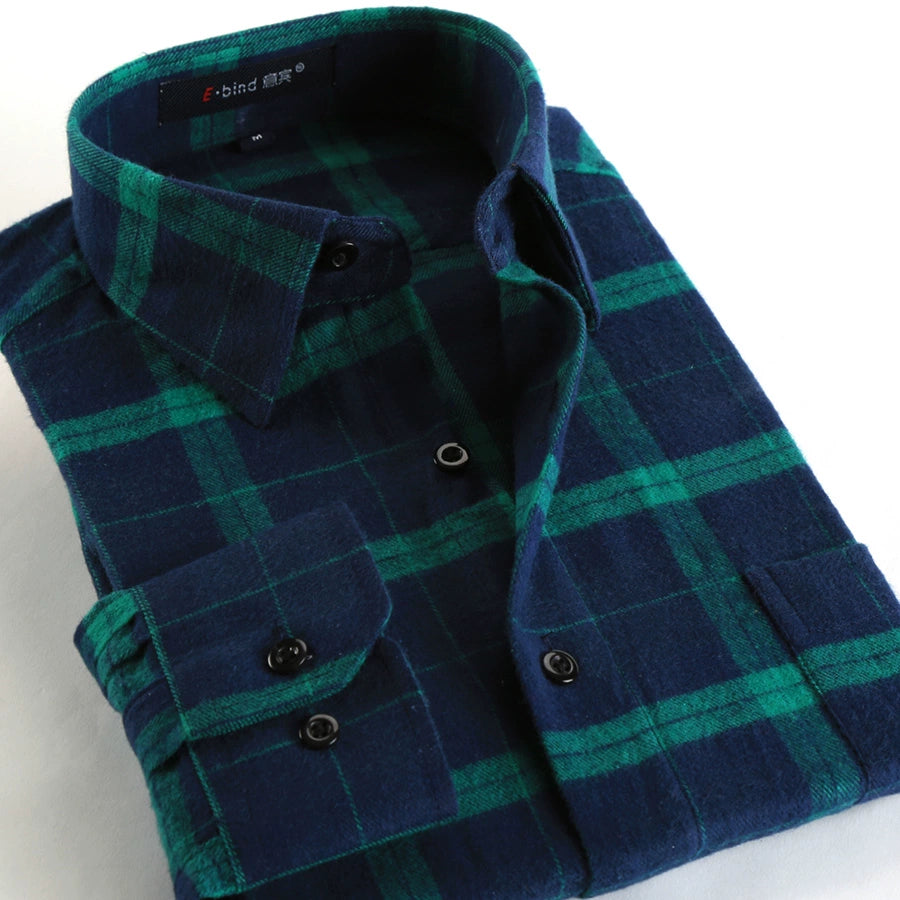 Shirt Long-Sleeved Korean-Style Plaid Shirt for Teenagers