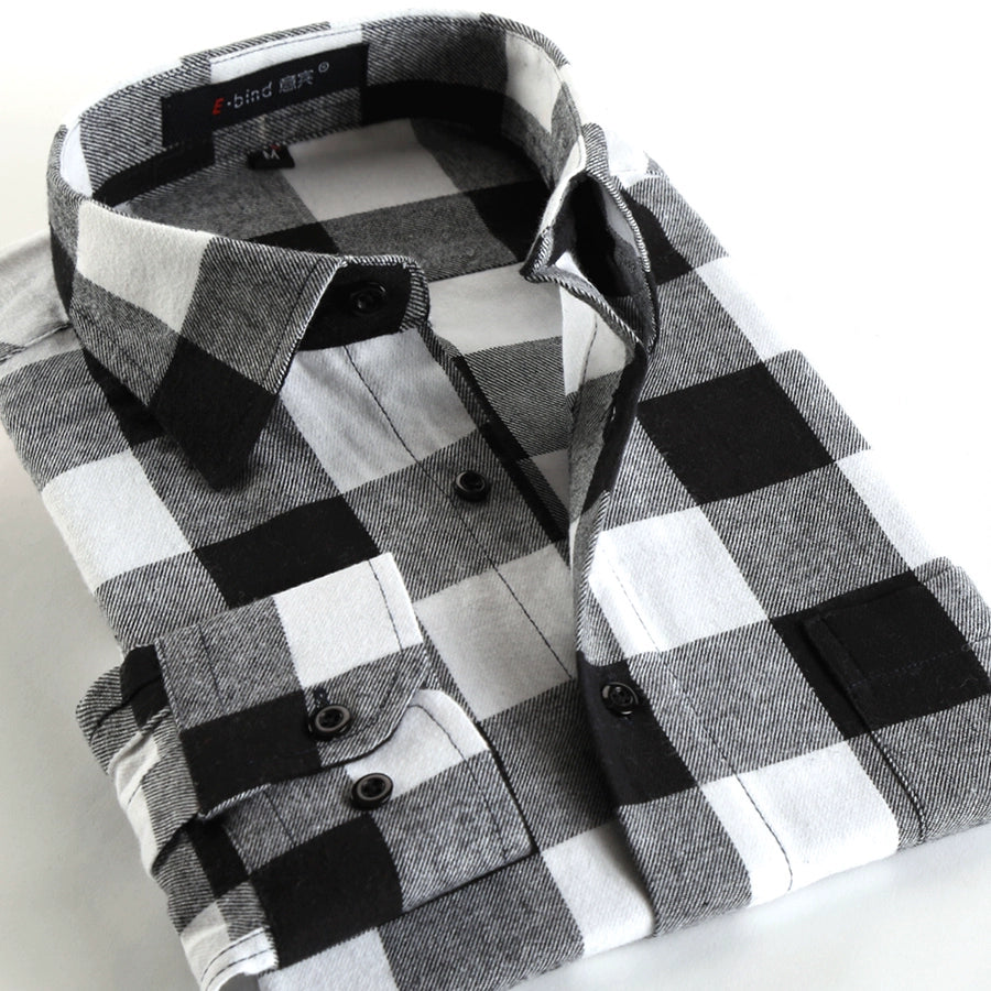 Shirt Long-Sleeved Korean-Style Plaid Shirt for Teenagers