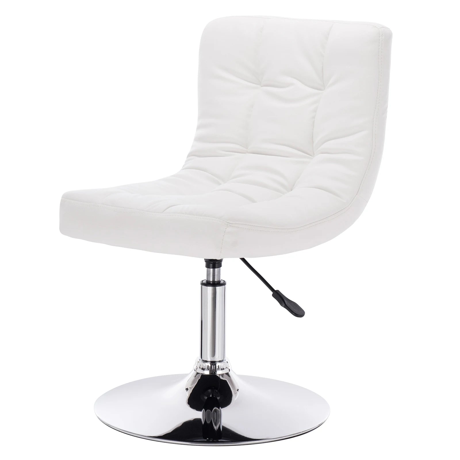 White Bar Chair Stepless Height Adjustment Chrome-Plated Steel Seat