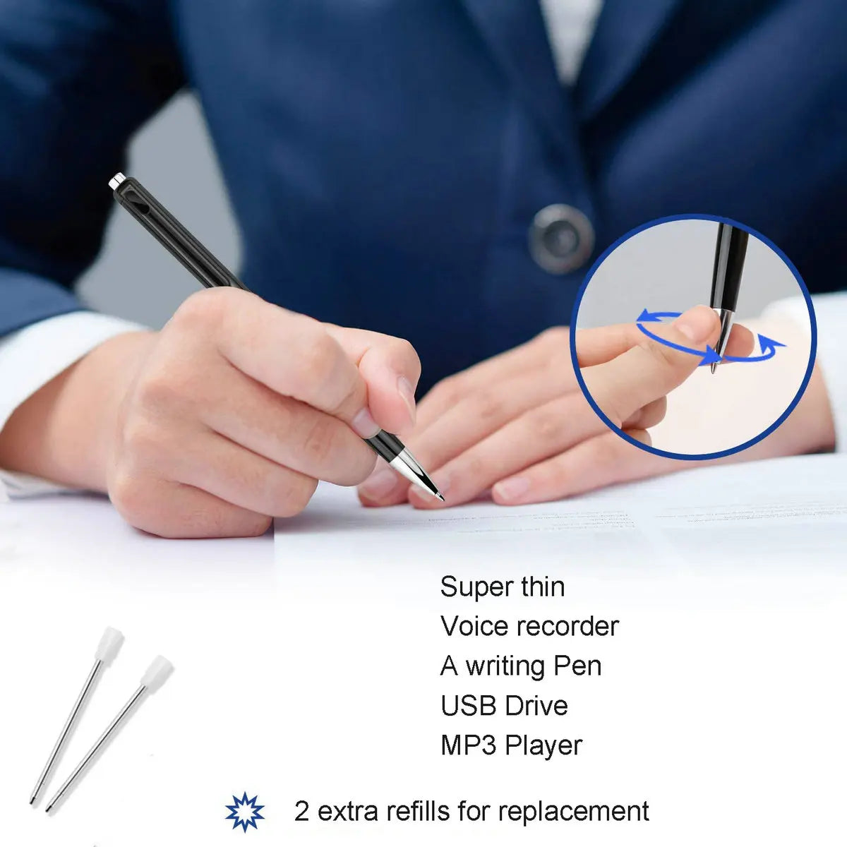 Audio Recorder Mini USB Real Pen Voice Activated 32G 64GB Digital Voice Recorder Mp3 Player Drive Sound Recording Device