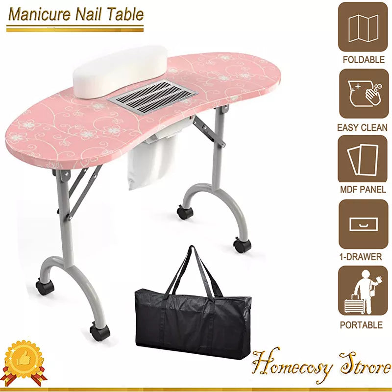 Home Beauty Salon with Wrist Cushion Fan Dust Collector Wheels Carry Bag