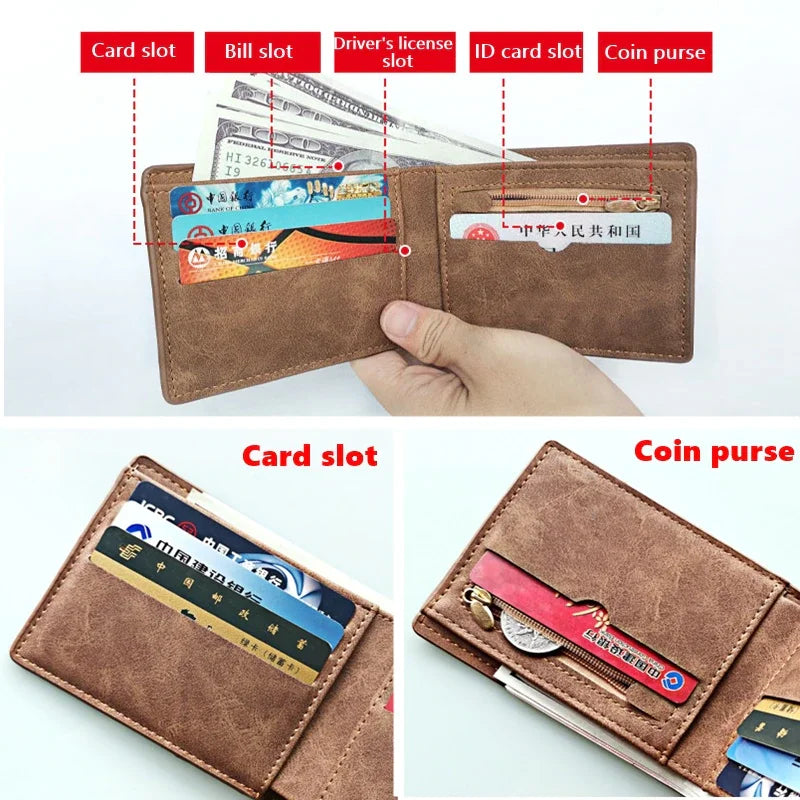 Thin Purse Card Pack Purse Business Short Wallet for Men