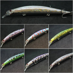 Minnow Fishing Lure 12.7cm 12.5g Long and Slim Running Beads on Bottom 3 Hooks Tight Action Jerkbait Slow Floating M672