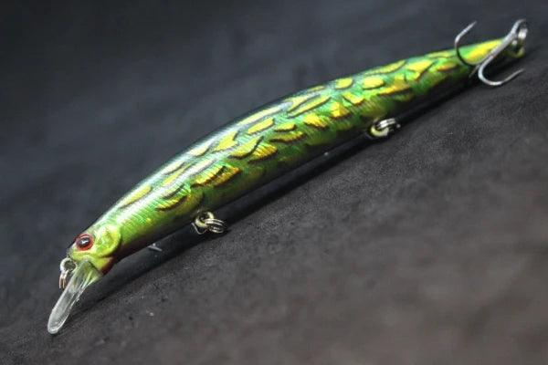 Minnow Fishing Lure 12.7cm 12.5g Long and Slim Running Beads on Bottom 3 Hooks Tight Action Jerkbait Slow Floating M672