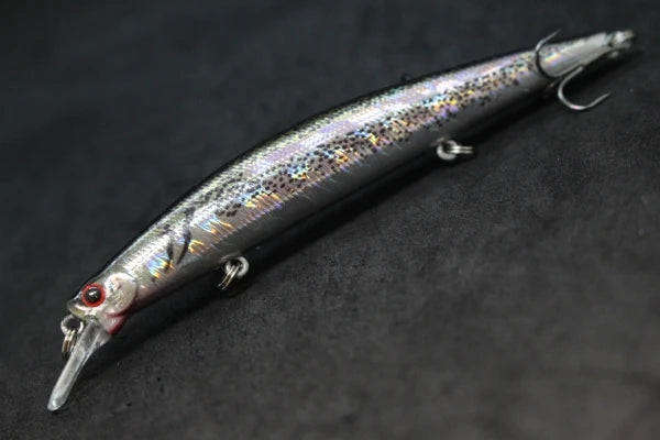 Minnow Fishing Lure 12.7cm 12.5g Long and Slim Running Beads on Bottom 3 Hooks Tight Action Jerkbait Slow Floating M672