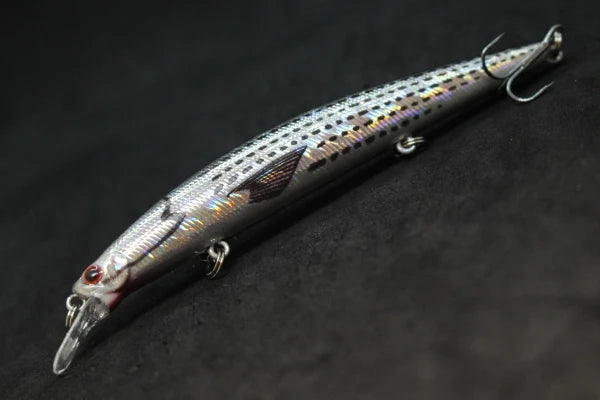 Minnow Fishing Lure 12.7cm 12.5g Long and Slim Running Beads on Bottom 3 Hooks Tight Action Jerkbait Slow Floating M672