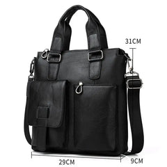 Men Vertical Handbag Male Genuine Leather Briefcase Tote Men's Cowhide Leather Shoulder Bag