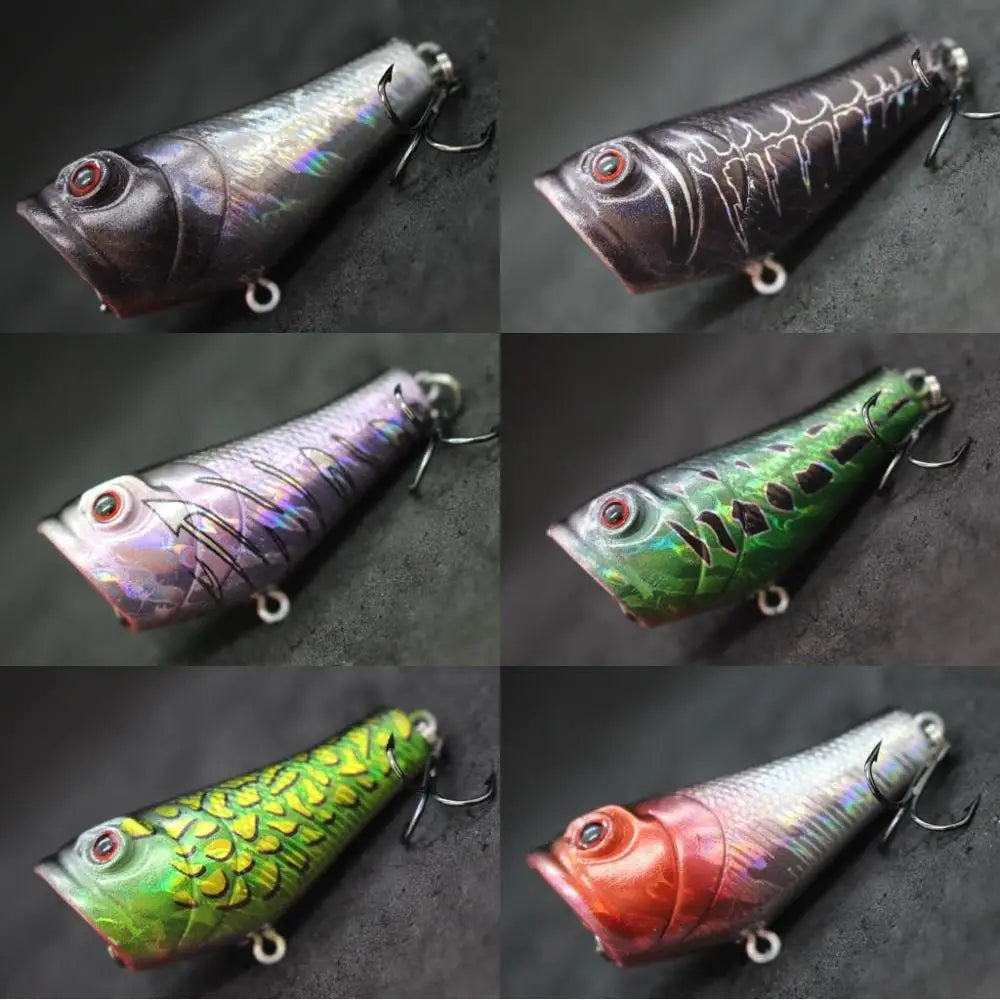 wLure Topwater Surface Fishing Lure 5.1cm 7.8g Small Size Popper with Red Mouth Twitch Lure #8 Hooks Assort Colors T620