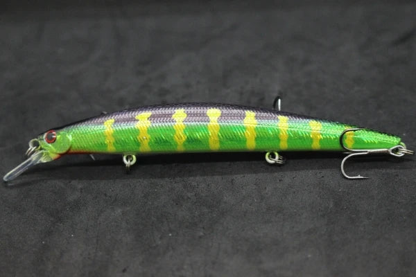 Minnow Fishing Lure 12.7cm 12.5g Long and Slim Running Beads on Bottom 3 Hooks Tight Action Jerkbait Slow Floating M672