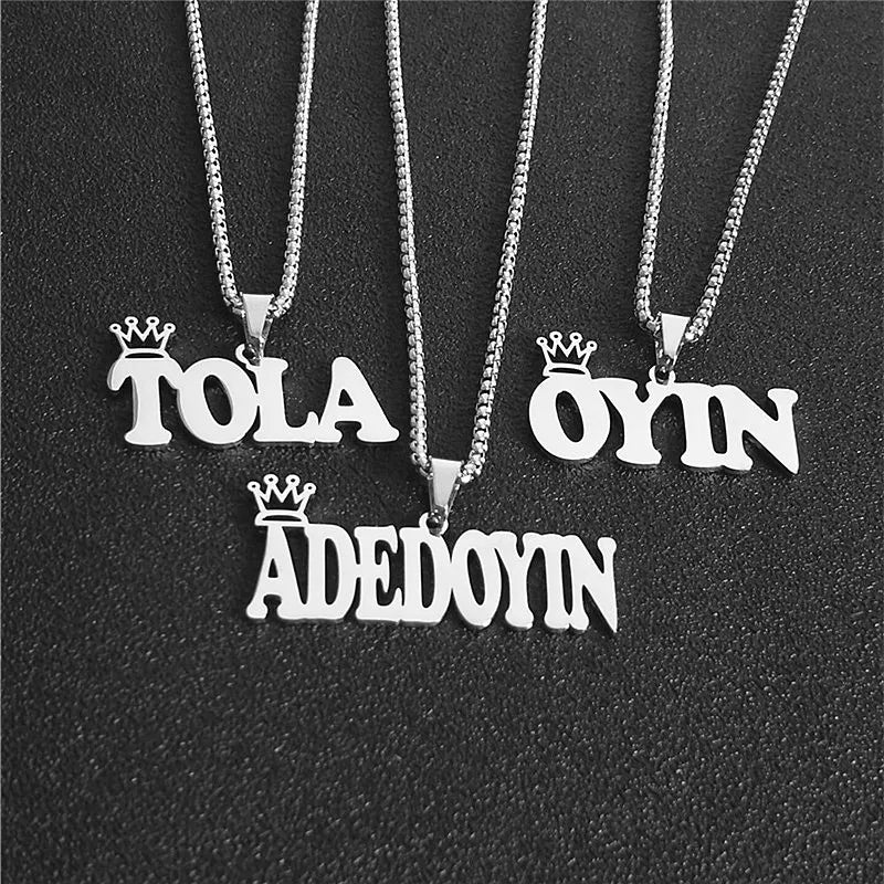 Kid's Birthday Gift Custom Baby Name Crown Necklace Men Chain Nameplate Pendant Necklaces Personalized Jewelry Punk Bijoux Femme