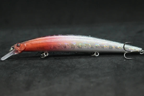 Minnow Fishing Lure 12.7cm 12.5g Long and Slim Running Beads on Bottom 3 Hooks Tight Action Jerkbait Slow Floating M672