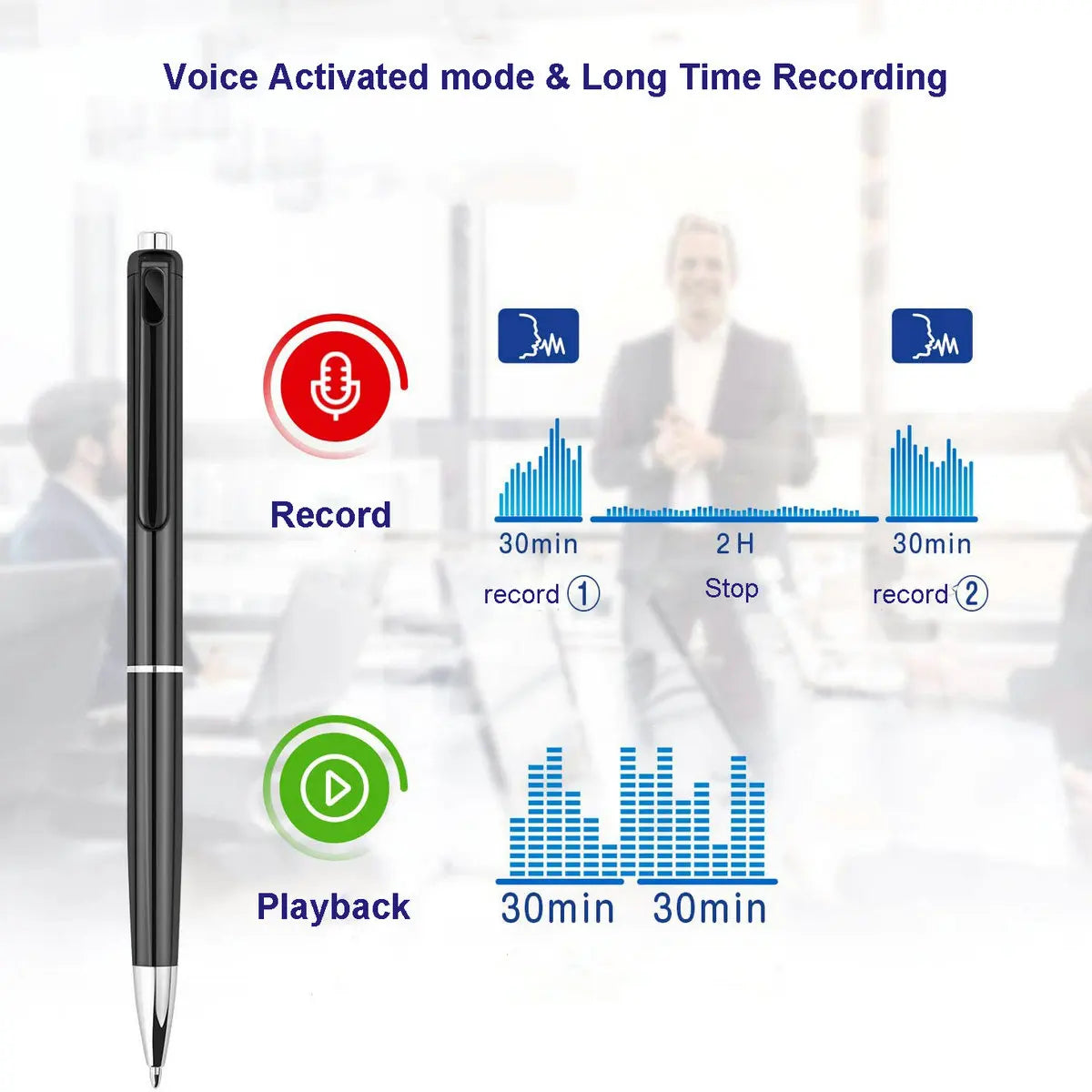 Audio Recorder Mini USB Real Pen Voice Activated 32G 64GB Digital Voice Recorder Mp3 Player Drive Sound Recording Device