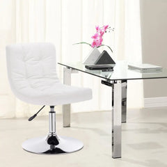 White Bar Chair Stepless Height Adjustment Chrome-Plated Steel Seat