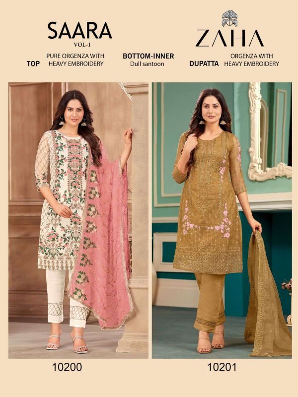 Zaha Saara Vol 1 Designer Heavy Work Readymade Pakistani Salwar Kameez