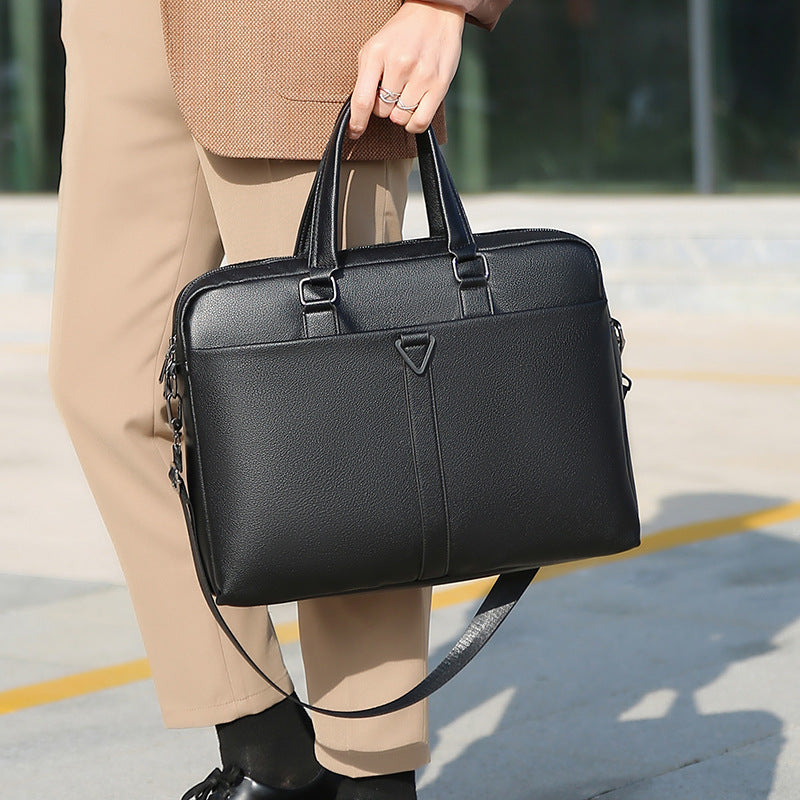 Men's PU Portable Oblique Span Business Briefcase