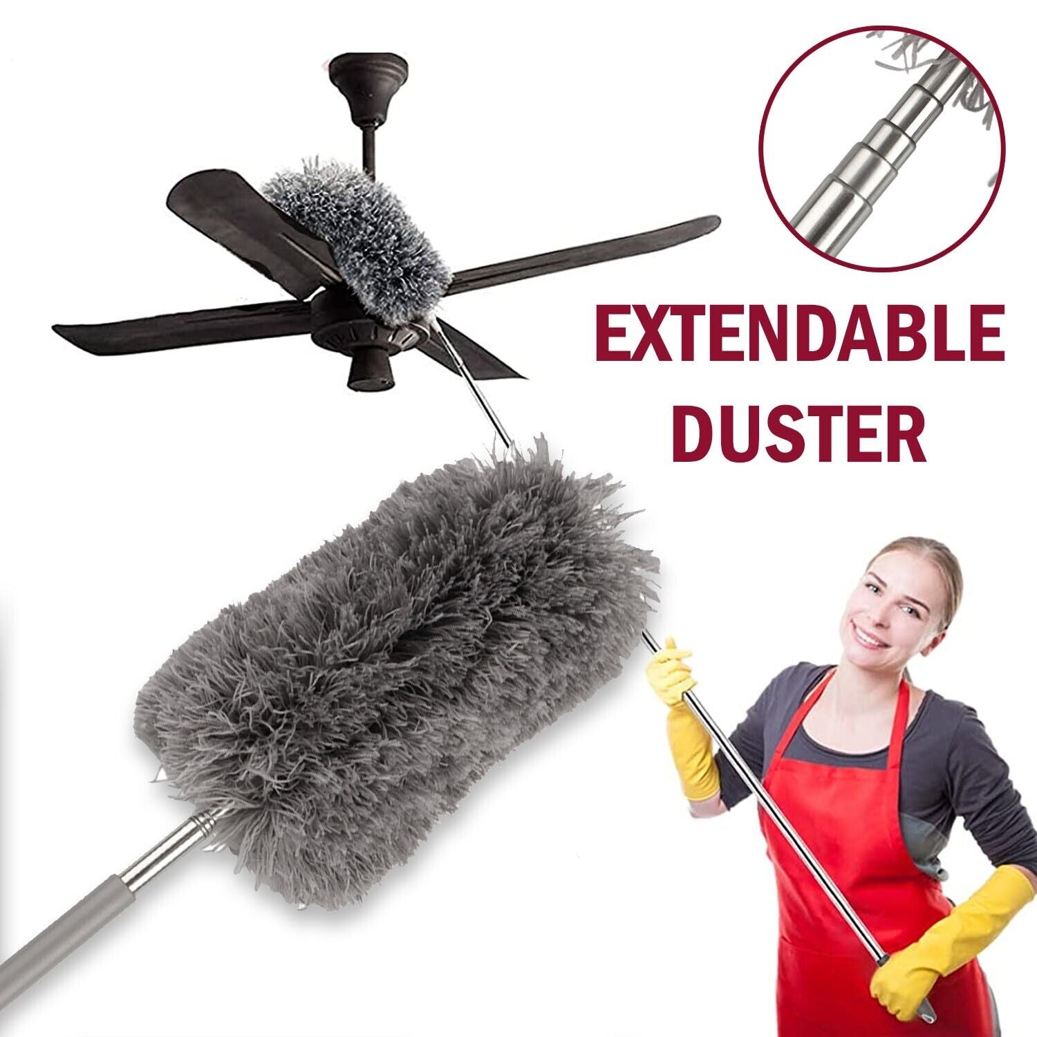 Adjustable Soft Microfiber Feather Duster Dusting Brush Household Cleaning Tool