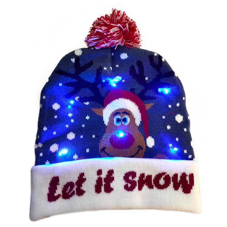 Christmas Decoration Knitted LED Light Cap