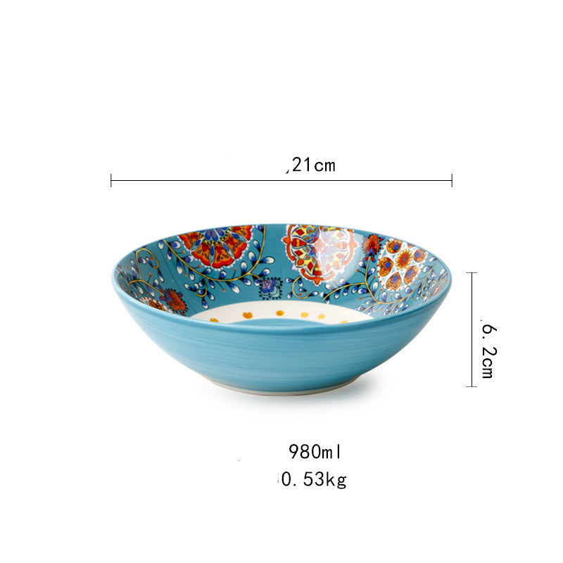 Green Peacock Ceramic Tableware Western Food Household