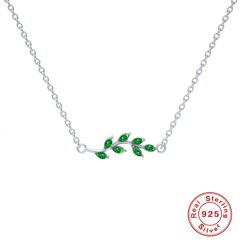 Sterling Silver Light Luxury All-match Leaf Pendant Necklace