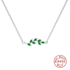 Sterling Silver Light Luxury All-match Leaf Pendant Necklace