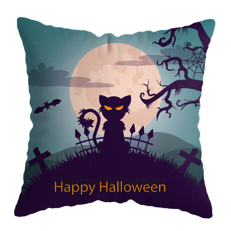 Linen Skull Halloween Pillow Cover