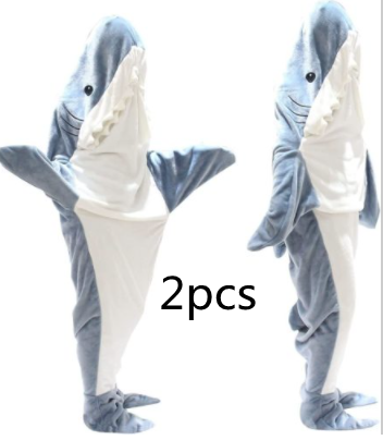 Home Soft Flannel Shark Blanket Hoodie