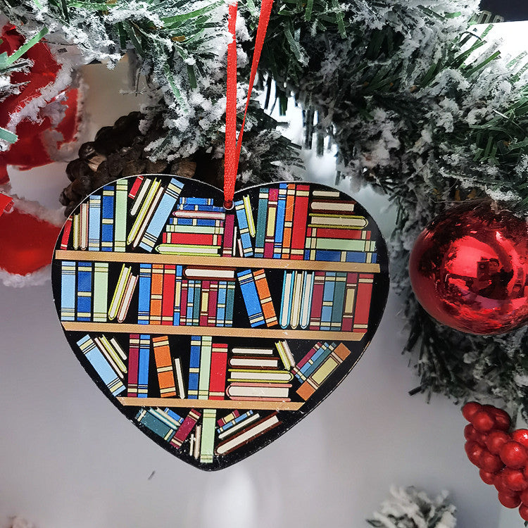 Holiday Decoration Christmas Tree Ornaments Acrylic Pendant Heart-shaped Bookshelf