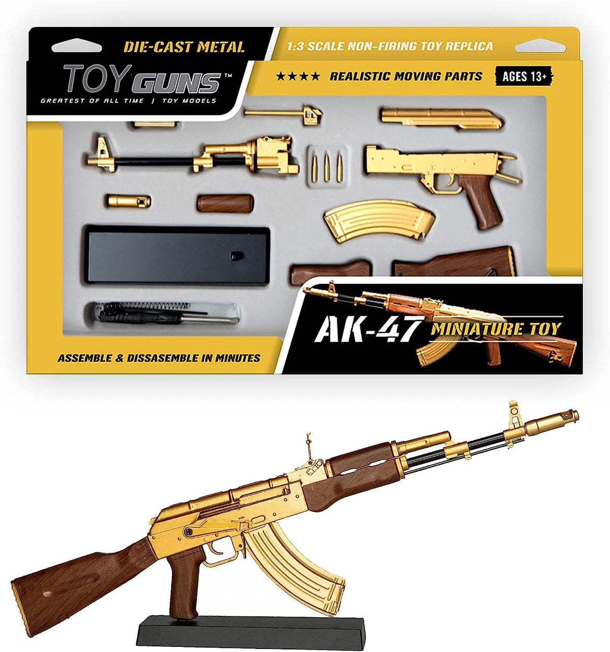 Alloy Mni AK47 Sniper Rifle Detachable Submachine Gun Model Metal Pistol Weapon Assembly Toy Boys Gifts