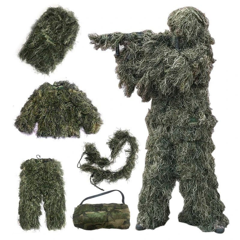 5pcs/set Camouflage Ghillie Suit Yowie Sniper Tactical Clothes Camo Suit for Hunting Paintball Ghillie Suit Men Hunting Clothes