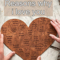 20 Reasons Why I Love You Wooden Heart Puzzle - Valentines Day Gift For Him, Her, Couple