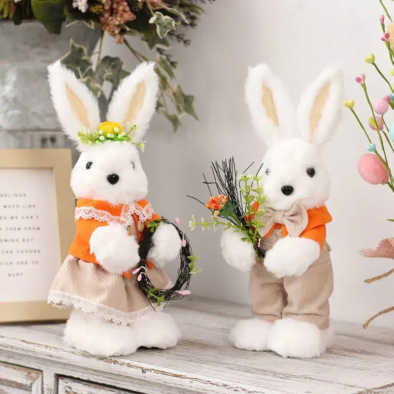 Spring Easter Rabbit Doll Ornaments Cartoon Easter Rabbit Table Decor Lovely Plush Bunny Doll Happy Easter Day Party Decor