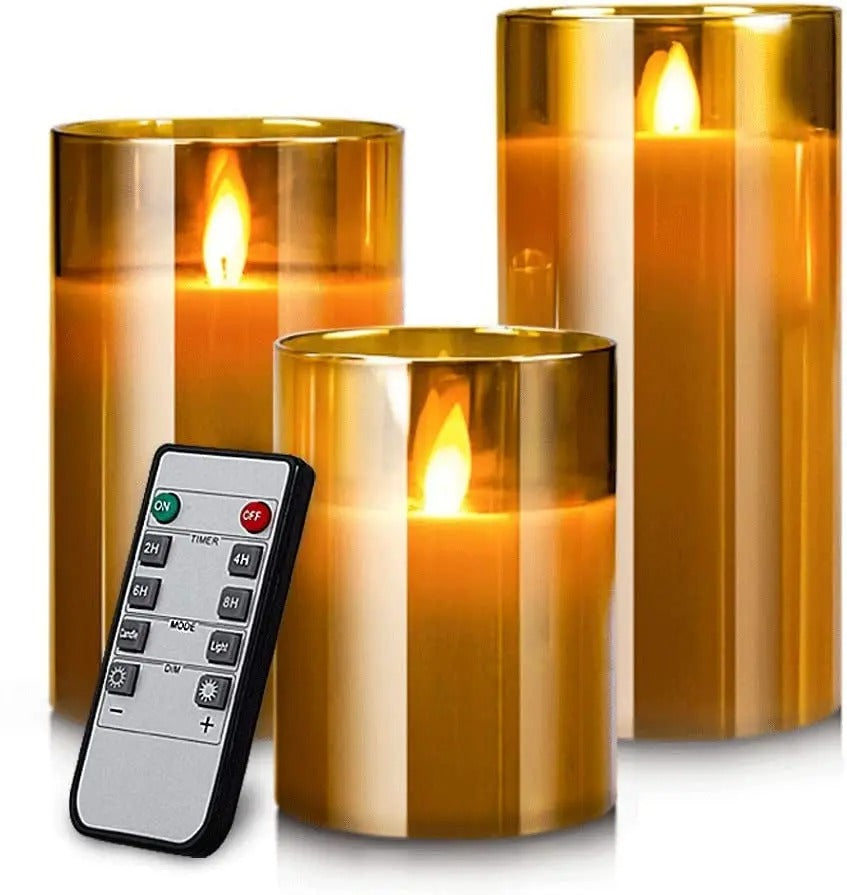 3Pcs/Set Remote Control LED Flameless Candle Lights New Year Candles Battery Powered Led Tea Lights Easter Candle