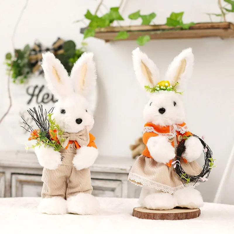 Spring Easter Rabbit Doll Ornaments Cartoon Easter Rabbit Table Decor Lovely Plush Bunny Doll Happy Easter Day Party Decor