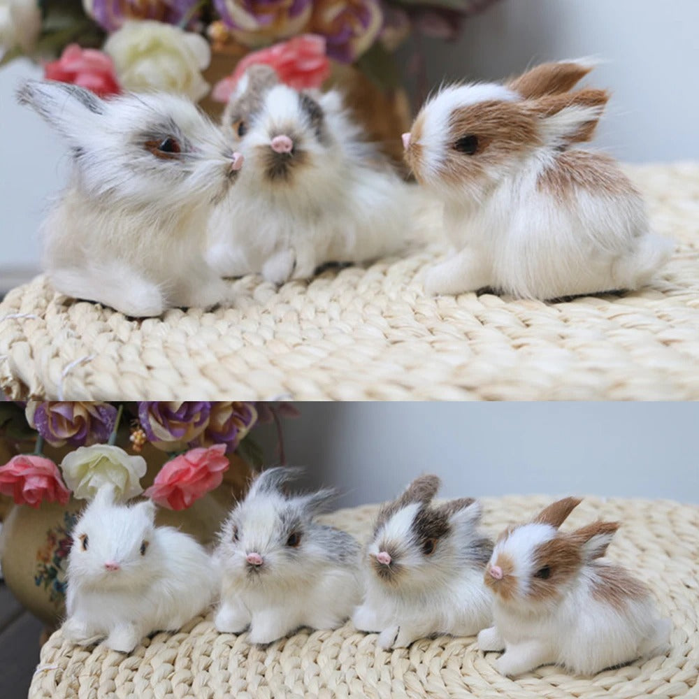 Lovely Animal Easter Bunny Model Figures Simulation Furry Squatting Rabbit