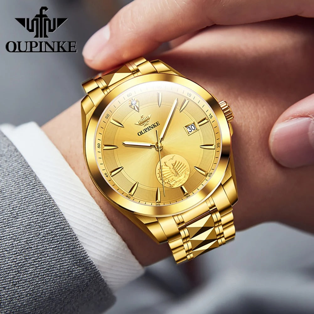 rue Diamond Gold Men's Watch Swiss Certified Men's Automatic Mechanical Watch Luxury Business Men Watch