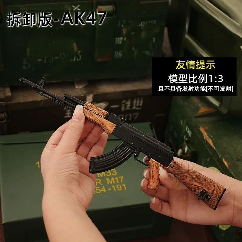 Alloy Mni AK47 Sniper Rifle Detachable Submachine Gun Model Metal Pistol Weapon Assembly Toy Boys Gifts