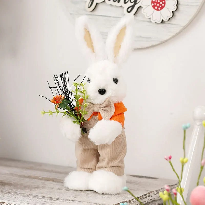 Spring Easter Rabbit Doll Ornaments Cartoon Easter Rabbit Table Decor Lovely Plush Bunny Doll Happy Easter Day Party Decor