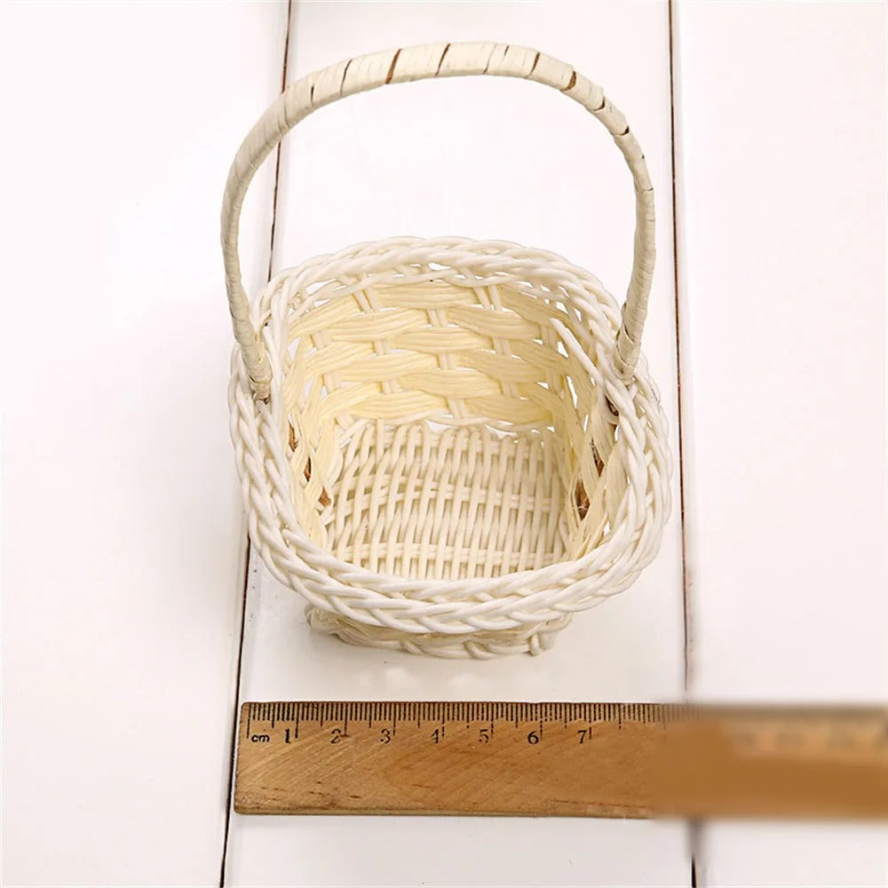 Hand Made Wicker Flower Basket Portable Handle Party Wedding Picnic Decorative DIY Basket