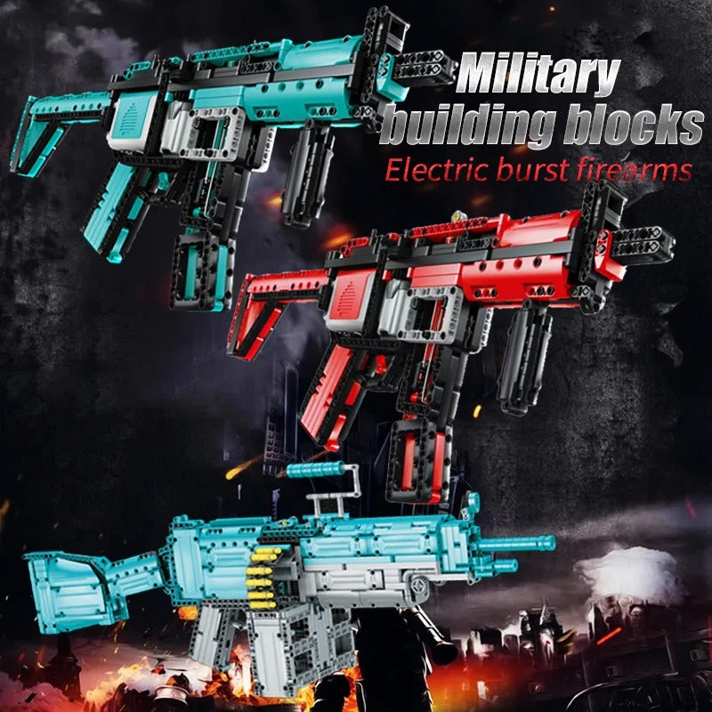 Military Electric M249 Machine Gun Assembled Building Blocks Bricks Model MOC Submachine Firearms Weapons Sets Kid Toy Boy Gifts