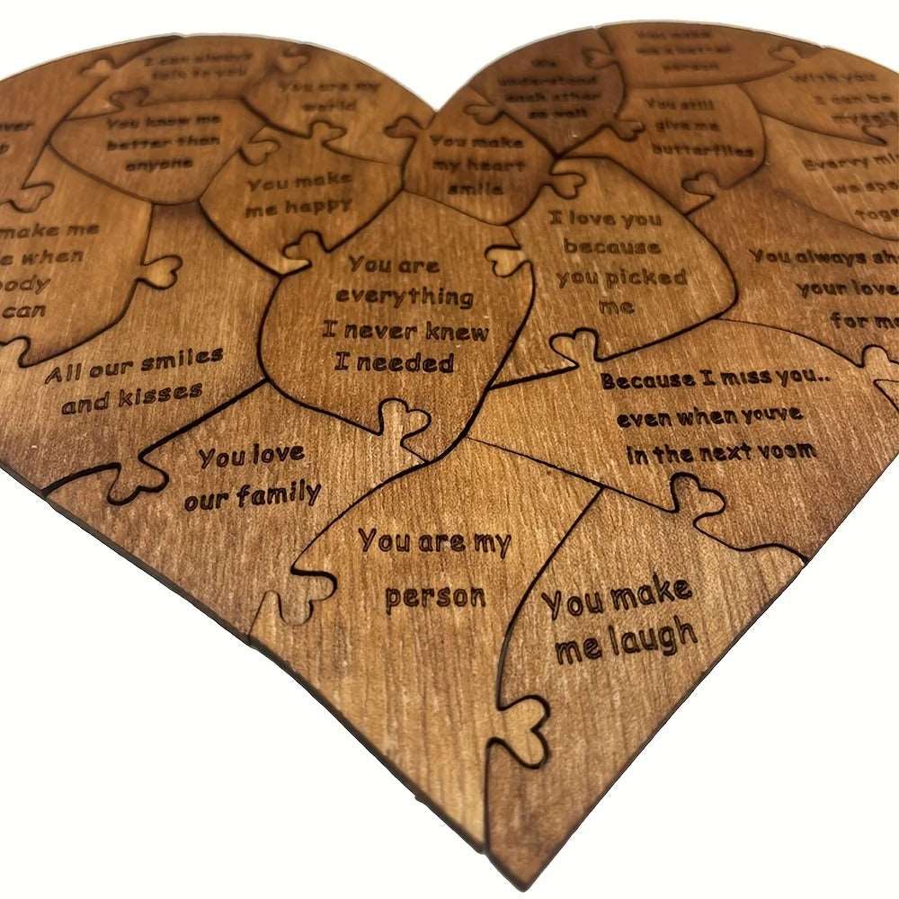 20 Reasons Why I Love You Wooden Heart Puzzle - Valentines Day Gift For Him, Her, Couple
