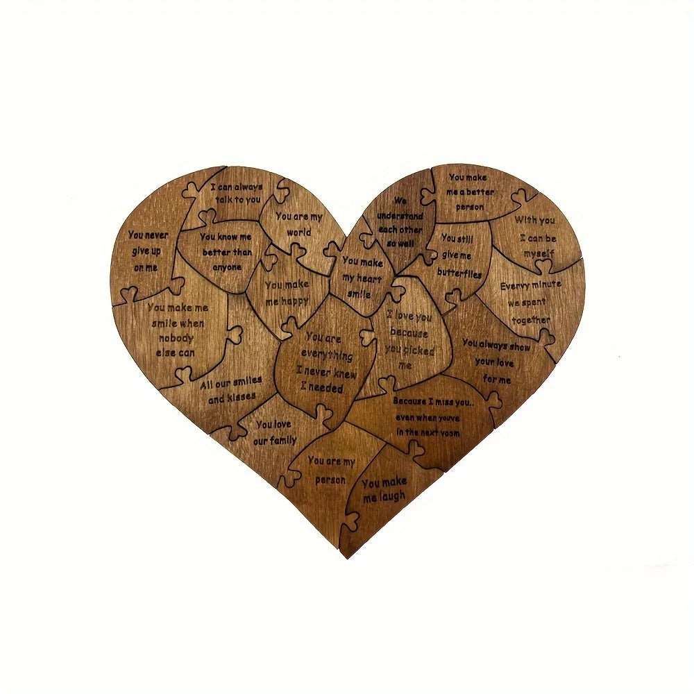 20 Reasons Why I Love You Wooden Heart Puzzle - Valentines Day Gift For Him, Her, Couple