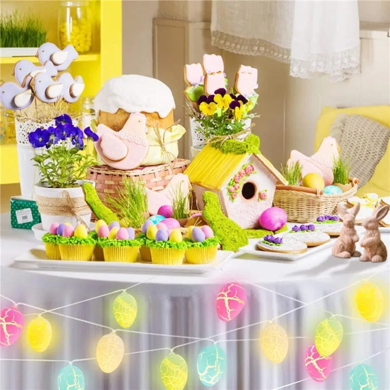 Party LED Light Egg-Shaped Fancy Lantern Decorative String Lights Festival Decorations for Easter