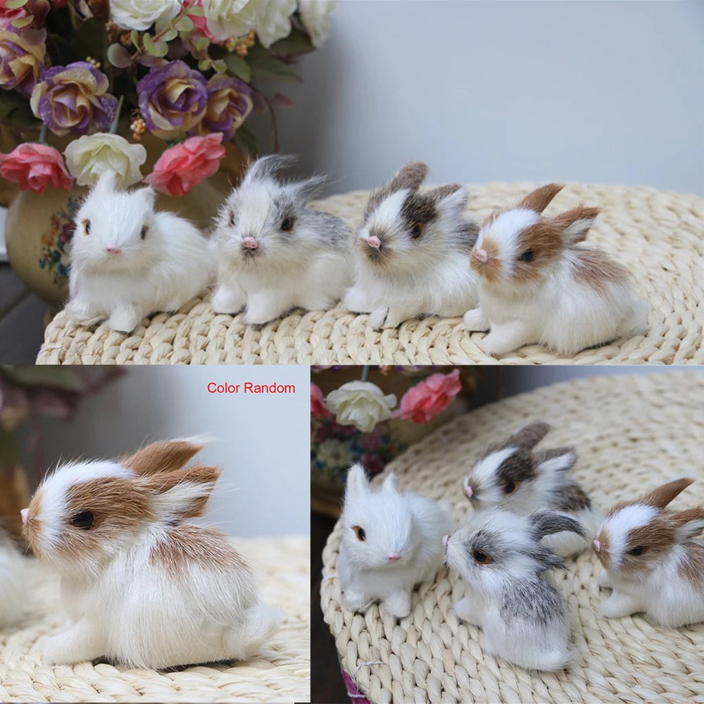 Lovely Animal Easter Bunny Model Figures Simulation Furry Squatting Rabbit