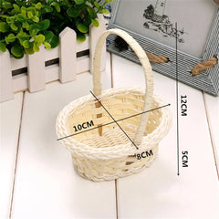 Hand Made Wicker Flower Basket Portable Handle Party Wedding Picnic Decorative DIY Basket